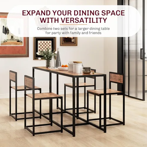 Miniatura 6 de HOMCOM Juego de mesa de comedor pequeña para 2, juego de mesa y sillas de cocina, juegos de comedor compactos para espacios pequeños, color marrón