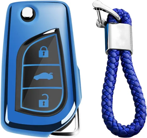 Miniatura 12 de Funda de Silicona Suave de Goma con Textura de Fibra de Carbono Cubierta de Llave Fob Para Toyota 4Runner Avalon C-HR Camry Corolla Fortuner