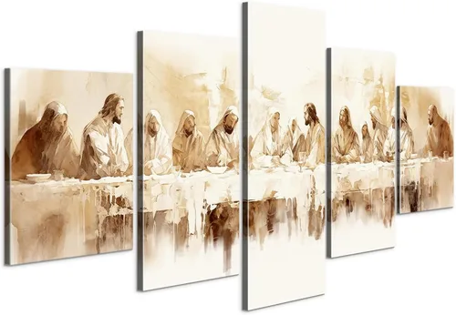 Miniatura 24 de Decoración de pared religiosa cristiana de 5 paneles de Leonardo Da Vinci, arte de pared de La última cena, imágenes de Jesús para decoración