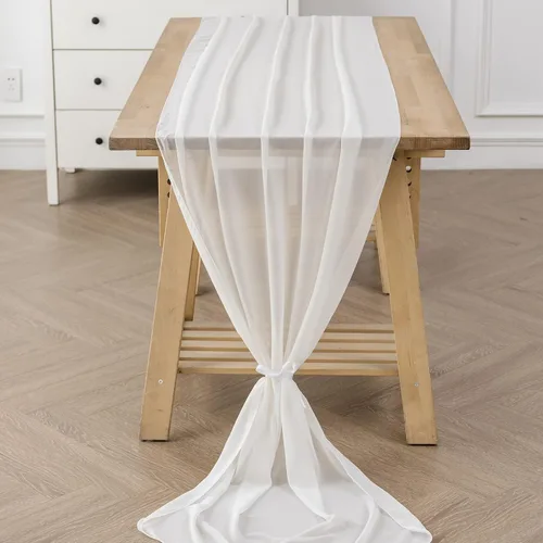 Miniatura 41 de Paquete de 2 caminos de mesa de gasa de 10 pies de 29 x 120 pulgadas, camino de mesa romántico transparente para boda, fiesta de cumpleaños