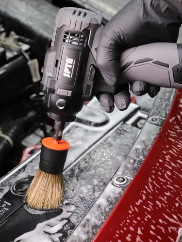 Miniatura 9 de SPTA 12V Kit de herramientas de pulido rotativo para auto inalámbrico, pulidora de doble acción con taladro inalámbrico, velocidad variable, batería