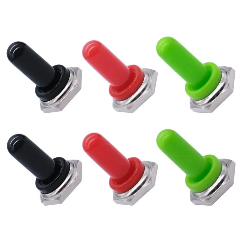Miniatura 4 de Mxuteuk 5pcs negro 0.472 in goma Rocker Toggle Switch Knob sombrero impermeable cubierta del maletero tapa diez -MZ-BK