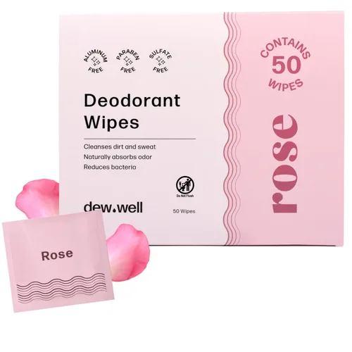 Miniatura 12 de Dew Well Toallitas desodorantes – Desodorante de viaje para llevar – Toallitas corporales con aromas de menta fresca, rosa y pepino para mujer