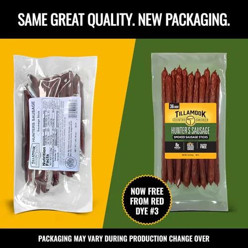 Miniatura 6 de Tillamook Country Smoker - Salchichas ahumadas, salchicha Hunter's, 16 onzas (paquete de 36 palitos de carne), ahumadas con madera dura auténtica