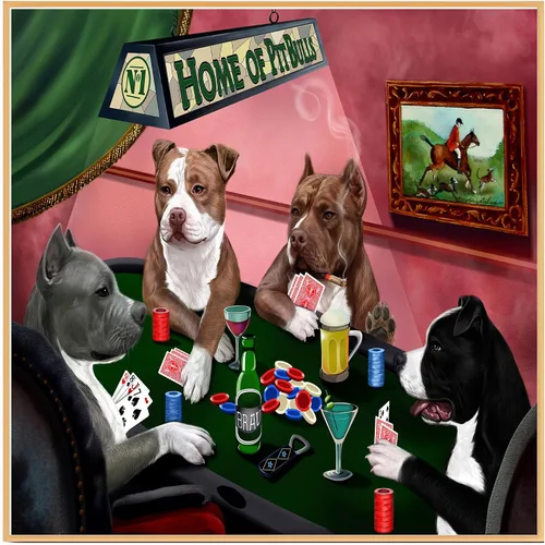 Miniatura 14 de Home of Poker Playing Pit Bull Dogs - Lienzo decorativo de pared de alta calidad listo para colgar, lienzo de pared impreso de animales únicos