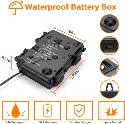 Miniatura 5 de iBaycon Paquete de 2 50 luces LED de Halloween a batería, 16.4 pies, funciona con pilas, luces de Halloween naranja y morado, impermeables, con 8