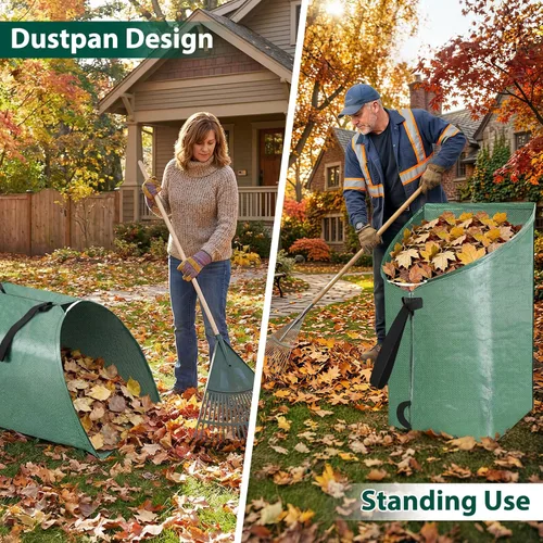 Miniatura 5 de Colector de hojas grandes de 60 galones, bolsas de césped y hojas estilo recogedor, bolsas de basura plegables para patio, fácil almacenamiento