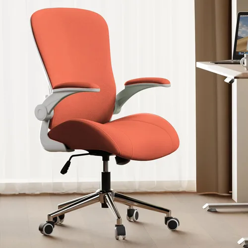 Silla ergonómica de escritorio de oficina, cojín de asiento curvado grueso de tela suave con soporte lumbar ajustable, mezcla perfecta de comodidad