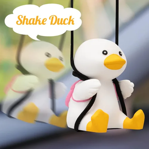 Miniatura 2 de Wonuu Colgante de coche de pato agitado, divertido adorno colgante de pato para espejo retrovisor, bonita decoración de coche