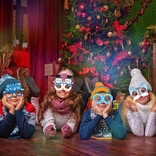 Miniatura 6 de 36 piezas de artículos de fiesta de invierno, gafas de papel de copo de nieve, decoraciones de fiesta de invierno del país de las maravillas