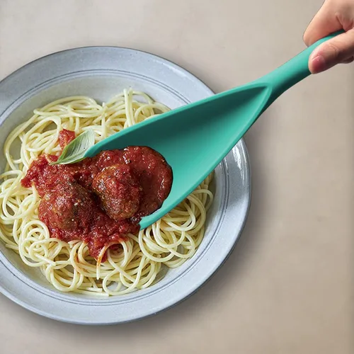 Miniatura 6 de Cuchara de espátula de silicona, excelente tanto para cocinar como para servir, duradera, libre de BPA, silicona negra mate, diseño sin costuras
