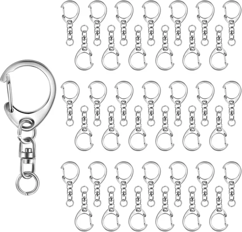 Miniatura 11 de 50 piezas Roctee - Gancho giratorio para cordón con llaveros, ganchos de metal para llavero de cordón, para manualidades, cierre de langosta