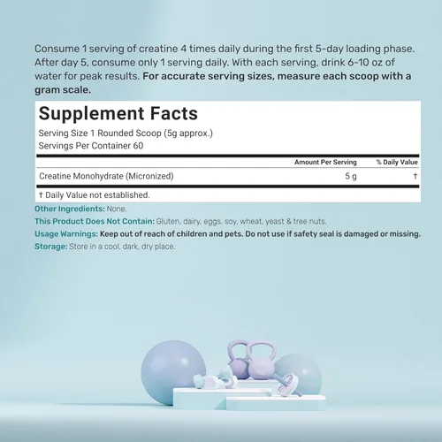 Miniatura 2 de DEAL SUPPLEMENT Polvo de Monohidrato de Creatina Instantánea, 5g Por Porción – 60 Porciones Fórmula Micronizada, Sin Sabor, de Absorción Rápida