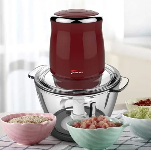 Miniatura 9 de Picadora de carne eléctrica de 1 litro, tazón de vidrio, picadora, licuadora, picadora, procesador de alimentos para carne, verduras, frutas, 500 W