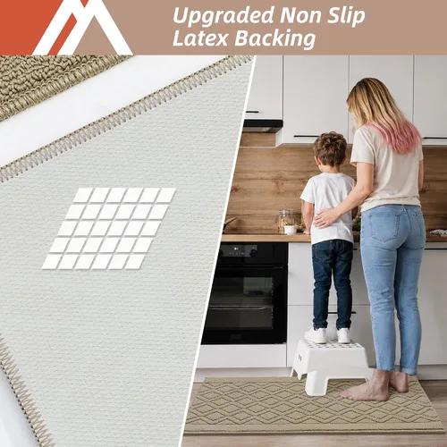 Miniatura 4 de COSY HOMEER Tapete de cocina antideslizantes, absorbentes para el piso, alfombra de cocina lavable, tapete de pie para fregadero, alfombra de Beige