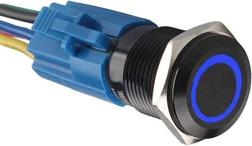 Miniatura 12 de Conexión a corriente con interruptor a botón con luz LED E Support™ de metal con forma ojo de ángel para autos de 16 mm 12V 3A, Verde