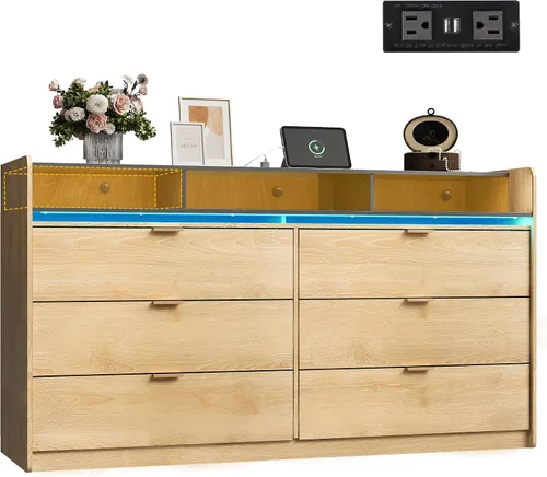 Miniatura 12 de WLIVE - Cómoda ancha de madera para dormitorio