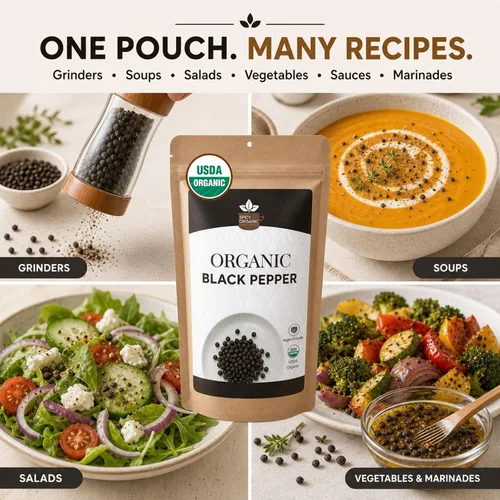 Miniatura 6 de Spicy Organic Ceylon - Granos de pimienta negra enteros de 4 onzas – Certificado USDA y Kosher, sin gluten y sin OMG – Pimienta orgánica pura