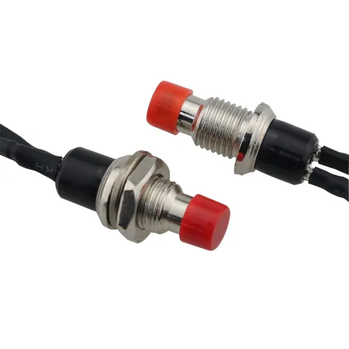Miniatura 3 de 6PCS Momentary Mini Interruptor de Botón Botón Auto Restablecimiento Pulgadas Botón de Interruptor Sin Bloqueo, Rojo (con Cable 3.9 in)