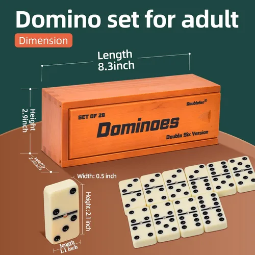 Miniatura 2 de Conjunto de dominós para adultos, juego de dominós jumbo doble 6, juego de mesa clásico para adultos y personas mayores, dominó doble seis