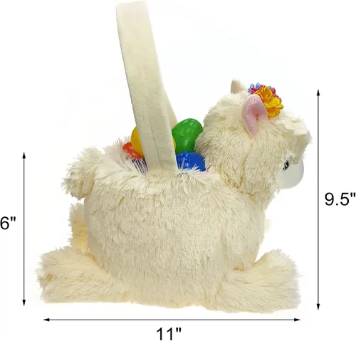 Miniatura 2 de Cesta de felpa de alpaca 3D, cesta de caza de huevos de Pascua, lindas cestas de felpa de animales para decoraciones de Pascua, suministros