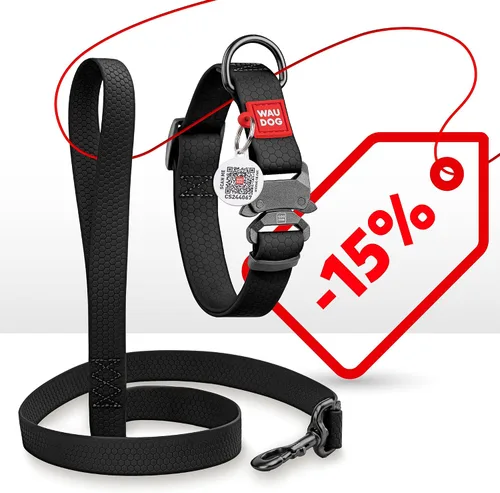 Miniatura 6 de WAUDOG Collar de Perro Impermeable – Collar Ajustable para Perros Grandes, Pequeños y Medianos – Collares de Perro de Servicio Pesado con Cierre