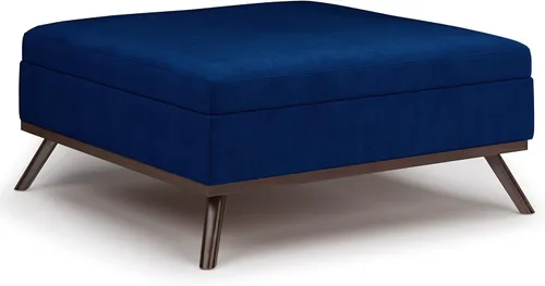 Miniatura 20 de Simpli Home Owen - Mesa auxiliar cuadrada de 91 cm (36 pulgadas) de ancho, otomana de almacenamiento con tapa superior, reposapiés tapizado en cuero