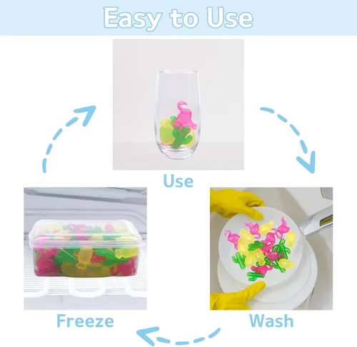 Miniatura 4 de BYTTME Cubos de hielo reutilizables con tapa y contenedor, paquete de 60 cubos de plástico para bebidas, libres de BPA, cubos de hielo reutilizables