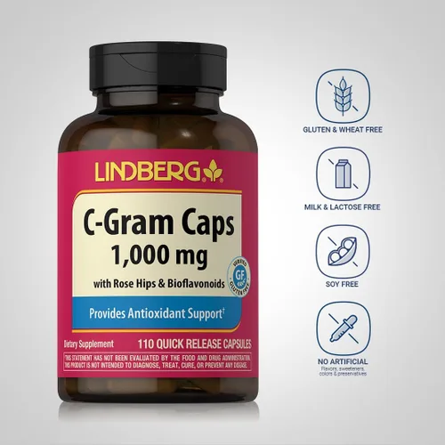 Miniatura 3 de Piping Rock Lindberg - Vitamina C 1000 mg 110 cápsulas con bioflavonoides y rosa HIPS Suplemento sin OMG, sin gluten por Lindberg