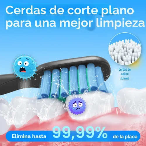 Miniatura 3 de Cepillo de dientes eléctrico recargable para niños de 3-5-6-12-18 años, cepillo de dientes sónico para niños con temporizador, 3 modos, 4 cabezales