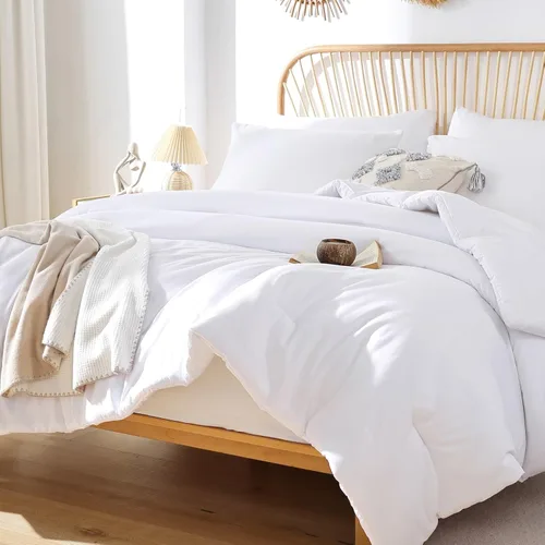 Miniatura 3 de ROSGONIA Edredón tamaño completo para niñas, niños y adolescentes, blanco, 3 piezas (1 edredón bohemio y 2 fundas de almohada), juego de ropa