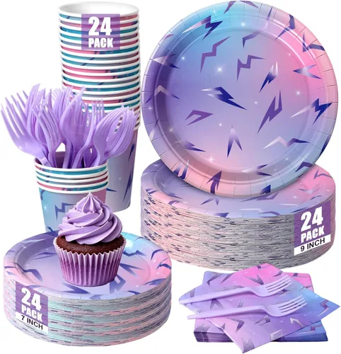 Miniatura 8 de 120 platos y servilletas del 4 de julio, suministros de fiesta de aniversario del 250 para 24 invitados, platos de papel patrióticos desechables