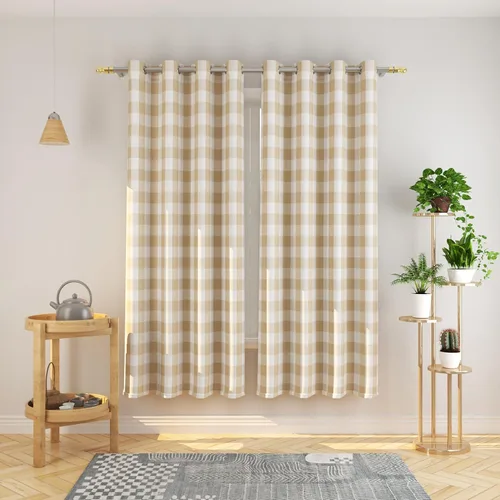 Miniatura 8 de Cortinas de 24 pulgadas de largo con diseño Buffalo Check Gingham Plaid para ventanas de cocina y baño, tratamiento para ventanas con 2 paneles