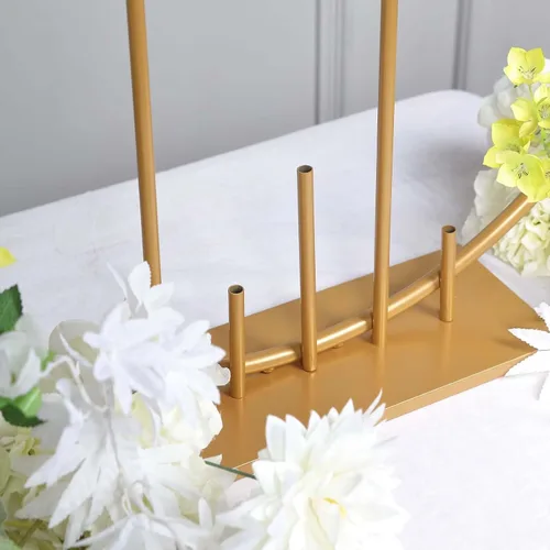 Miniatura 2 de Efavormart Aro Floral Redondo de Metal Dorado de 24" para Centro de Mesa de Boda con Pilares, Marco de Arco de Globo Autoportante