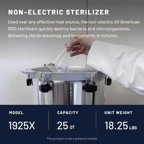 Miniatura 3 de All American 1930 1925X Esterilizador - 25 qt - Esterilizador no eléctrico - Adecuado para cualquier fuente de calor - Incluye estante - Fabricado