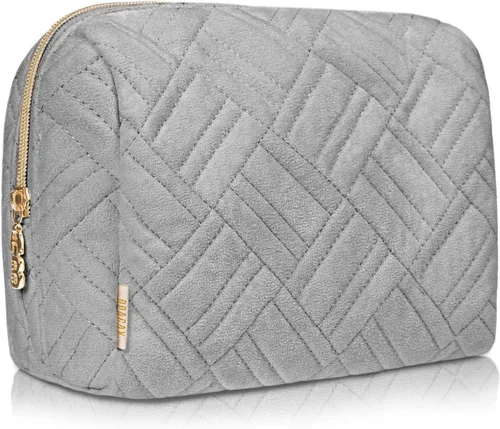 Miniatura 10 de BOACAY Bolsa de maquillaje grande, bolsa de cosméticos de viaje para mujer, organizador de artículos de tocador con cremallera para bolso, estuche