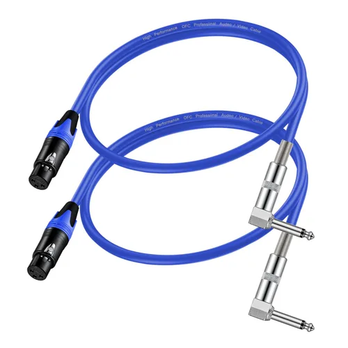 (2 unidades/1.5 pies) XLR hembra a 1/4 TS ángulo recto, cable de micrófono hembra de 1/4 TS a XLR hembra, para mezclador de micrófono, instrumentos