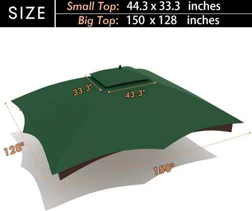 Miniatura 3 de ontheway Toldo de repuesto para cenador Lowe's Allen Roth de 10 x 12 pies #GF-12S004B-1 (verde)