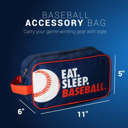 Miniatura 2 de ChalkTalkSPORTS Bolsa de accesorios de béisbol Kit de bolsa de viaje Dopp Eat Sleep Baseball