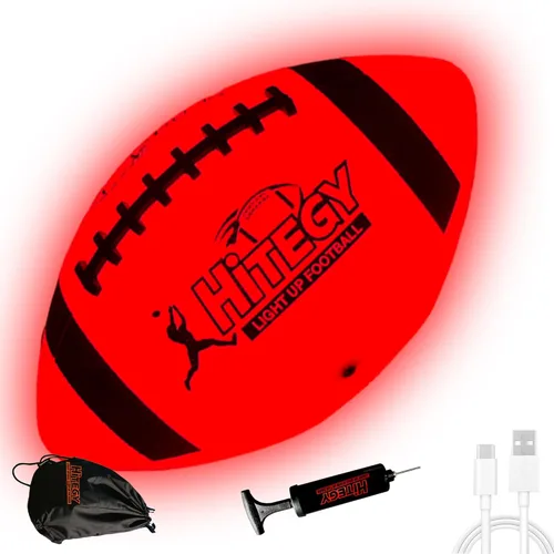 Miniatura 8 de Glow in The Dark Football Light Up Football USB-C Rechargeable LED Ball with Pump Night Game Ball for Indoor & Outdoor Play Gift Ready for