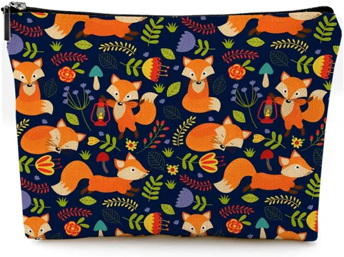 Miniatura 31 de Pequeña bolsa de maquillaje para monedero, bonita lona impermeable, bolsas de cosméticos para mujeres, con cremallera, bolsa de aseo de viaje