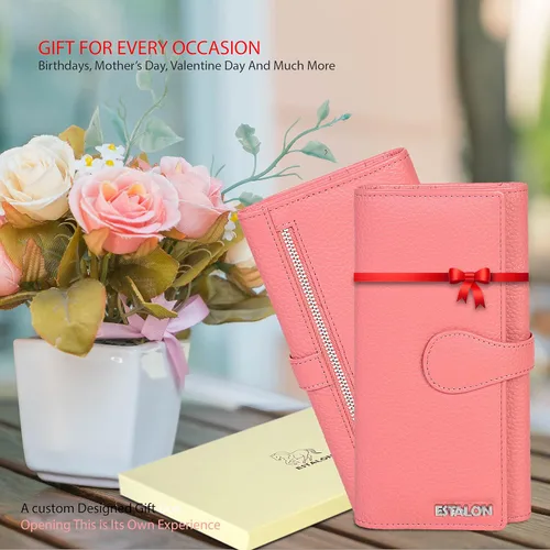 Miniatura 3 de Carteras de piel con bloqueo RFID, para cheques, con 11 ranuras para tarjetas, para mujer, cartera Rfid