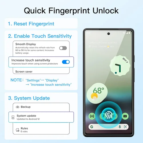 Miniatura 2 de JETech Protector de pantalla para Google Pixel 6a de 6.1 pulgadas con protector de lente de cámara, herramienta de fácil instalación, compatible