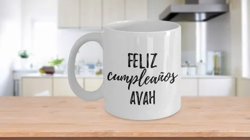 Miniatura 3 de Feliz Cumpleanos Avah Mug Spanish Happy Birthday Personalized Name Gift Coffee Tea Cup 11 oz