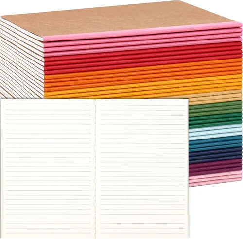 Miniatura 8 de LABUK 5 cuadernos de composición A5, cuadernos forrados de papel kraft a granel, 5 colores y 60 páginas para diario, escritura, escuela, oficina