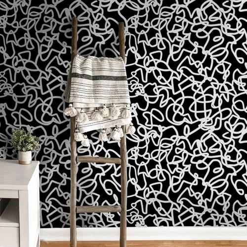 Miniatura 2 de Ismoon Papel tapiz autoadhesivo de 17.3 x 118 pulgadas, papel de contacto blanco y negro, moderno, a rayas, extraíble, autoadhesivo, para baño