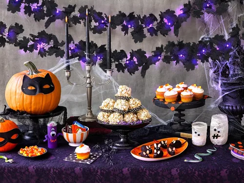 Miniatura 6 de RECUTMS Guirnalda de hojas de arce de otoño, hojas de otoño negras, guirnalda artificial de otoño, decoración de Halloween, Acción de Gracias