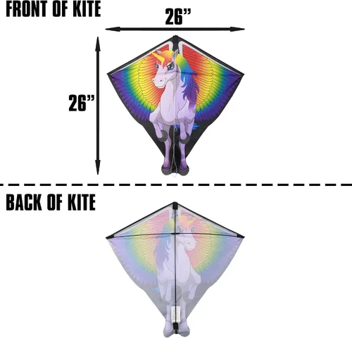 Miniatura 3 de X Kites DLX - Cometa de diamantes de lujo con FancyTails - tortuga, mariposa, unicornio, dragón y flamenco