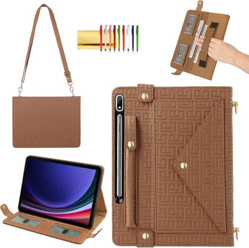 Miniatura 70 de Bolso Funda para Samsung Galaxy Tab S10 FE/S9 FE 10.9"/S9/S8/S7 11", Techcircle Folio con Soporte Cruzado, Billetera con Ranura para Lápiz S Pen