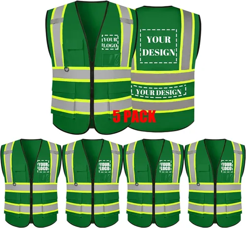 Miniatura 40 de Chaleco de seguridad reflectante de alta visibilidad con 5 bolsillos y cremallera clase 2 para adultos, unisex, ropa de trabajo de seguridad